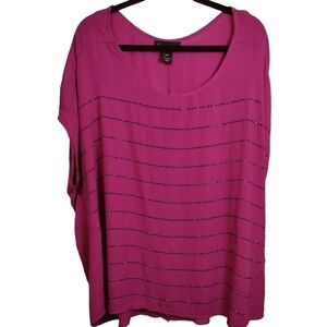 (1111) Lane Bryant Magenta Cap Sleeve with Rhinestones Detail Plus Size 22/24